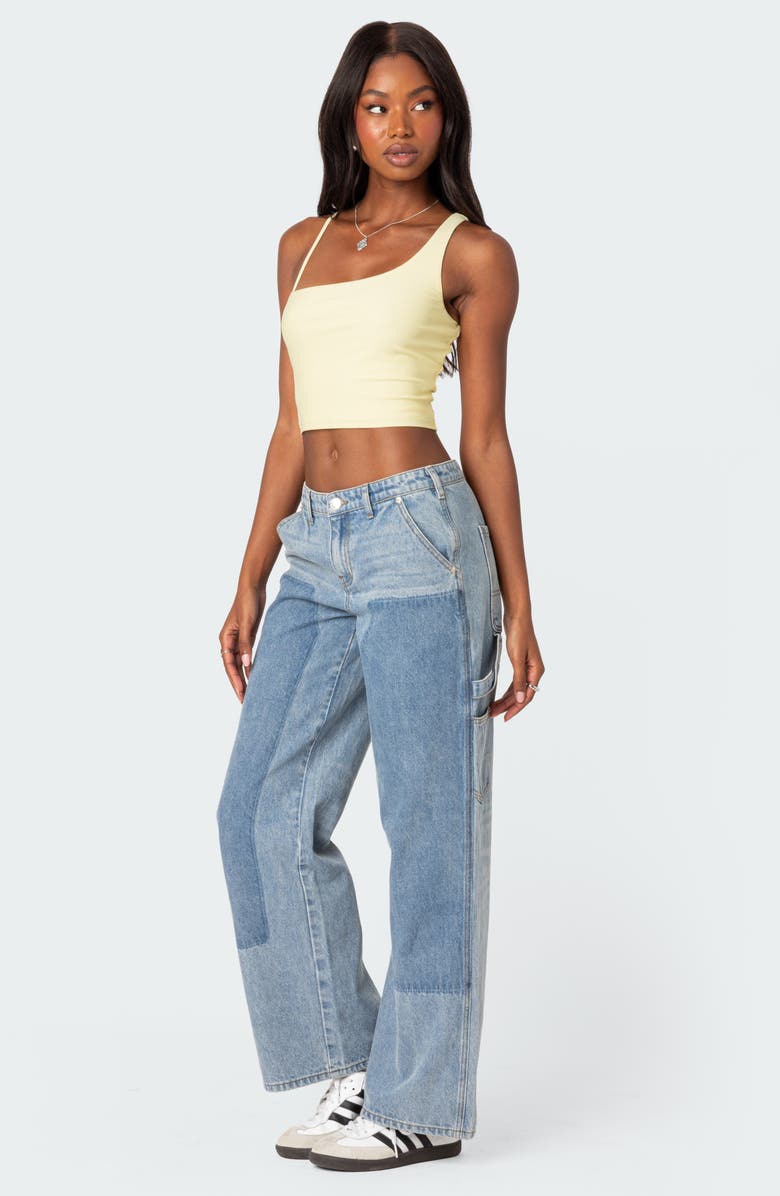 EDIKTED Reece Asymmetric Strap Crop Top, Alternate, color, 