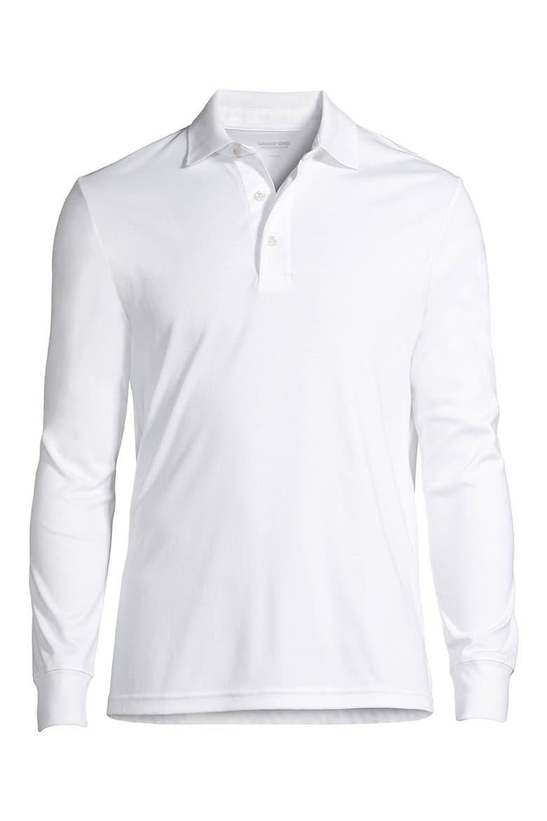 Long Sleeve Cotton Supima Polo Shirt, Alternate, color, White