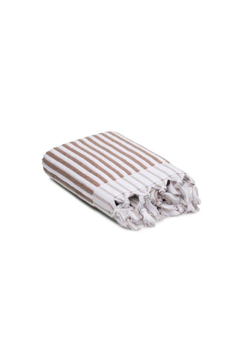 Stripes Turkish Cotton Terry Hand Towel Bundle, Alternate, color, Taupe Brown