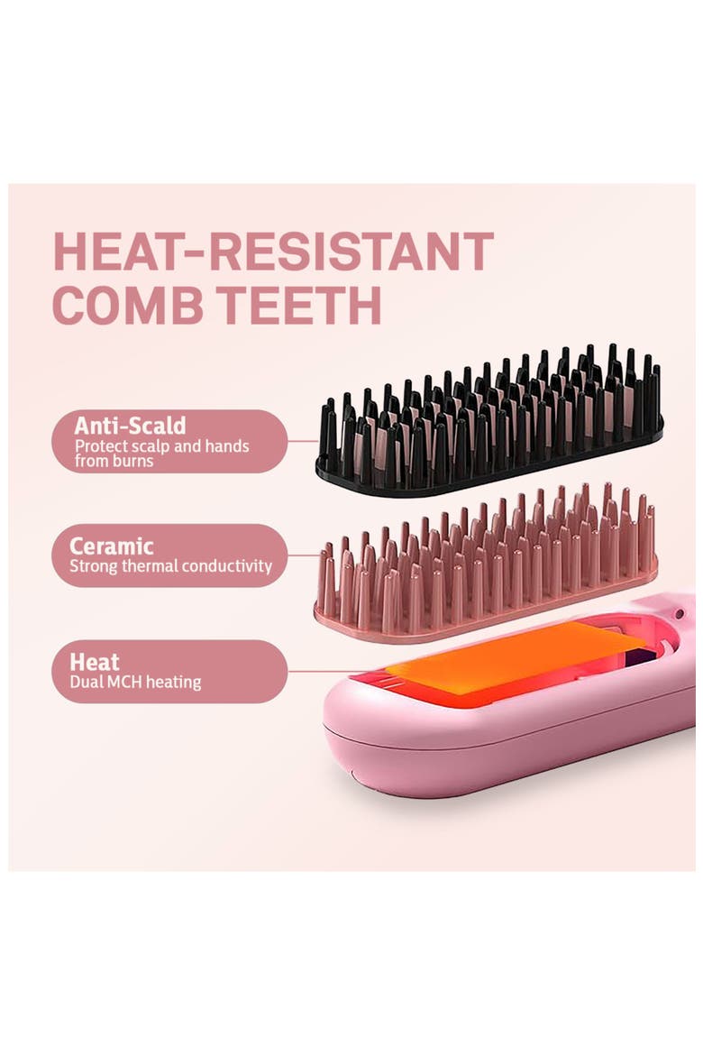 EDC Rechargeable Cordless Hot Comb, Alternate, color, Pink