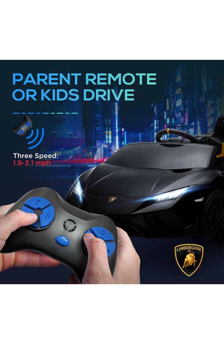 Qaba 12V Lamborghini Huracan Kids Electric Car with Parent Remote Control, Spring Suspension, Alternate, color, 