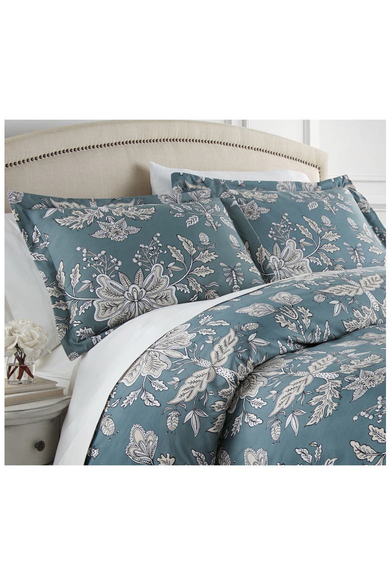 Luxury Premium Oversized Comforter Set, Alternate, color, VINTAGE GARDEN SMOKEY BLUE