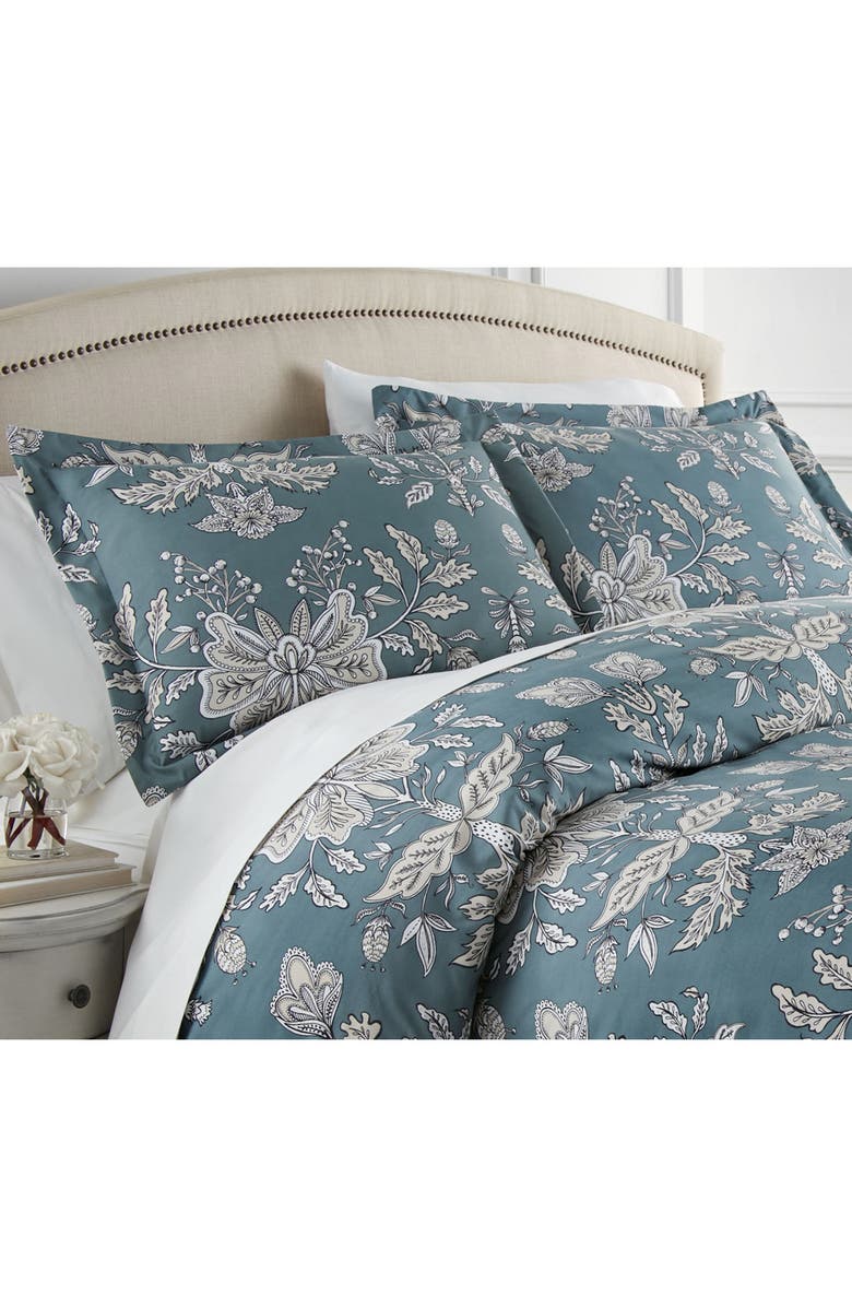 SOUTHSHORE FINE LINENS Luxury Premium Oversized Comforter Set, Alternate, color, Vintage Garden Smokey Blue