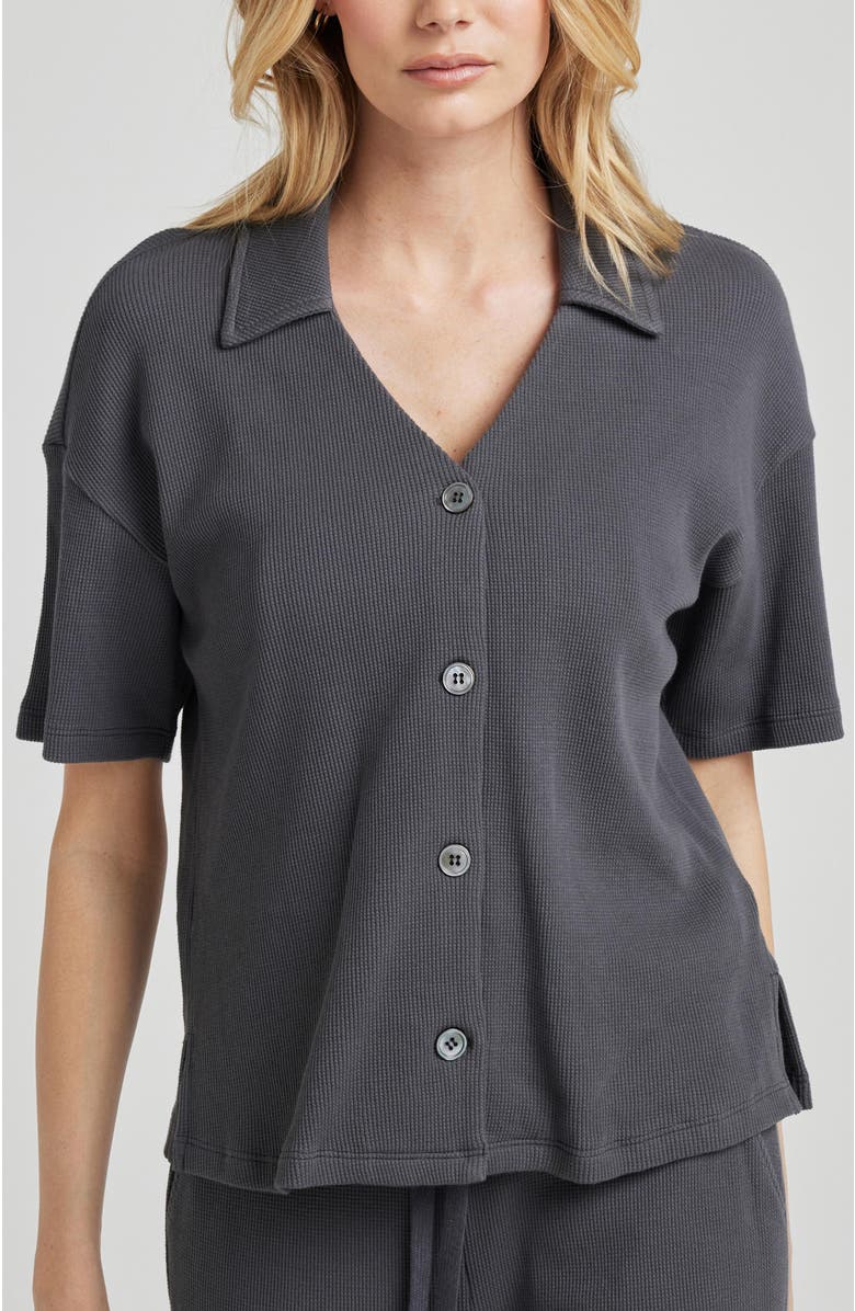 Losano Organic Cotton Button Down Shirt, Alternate, color, Charcoal