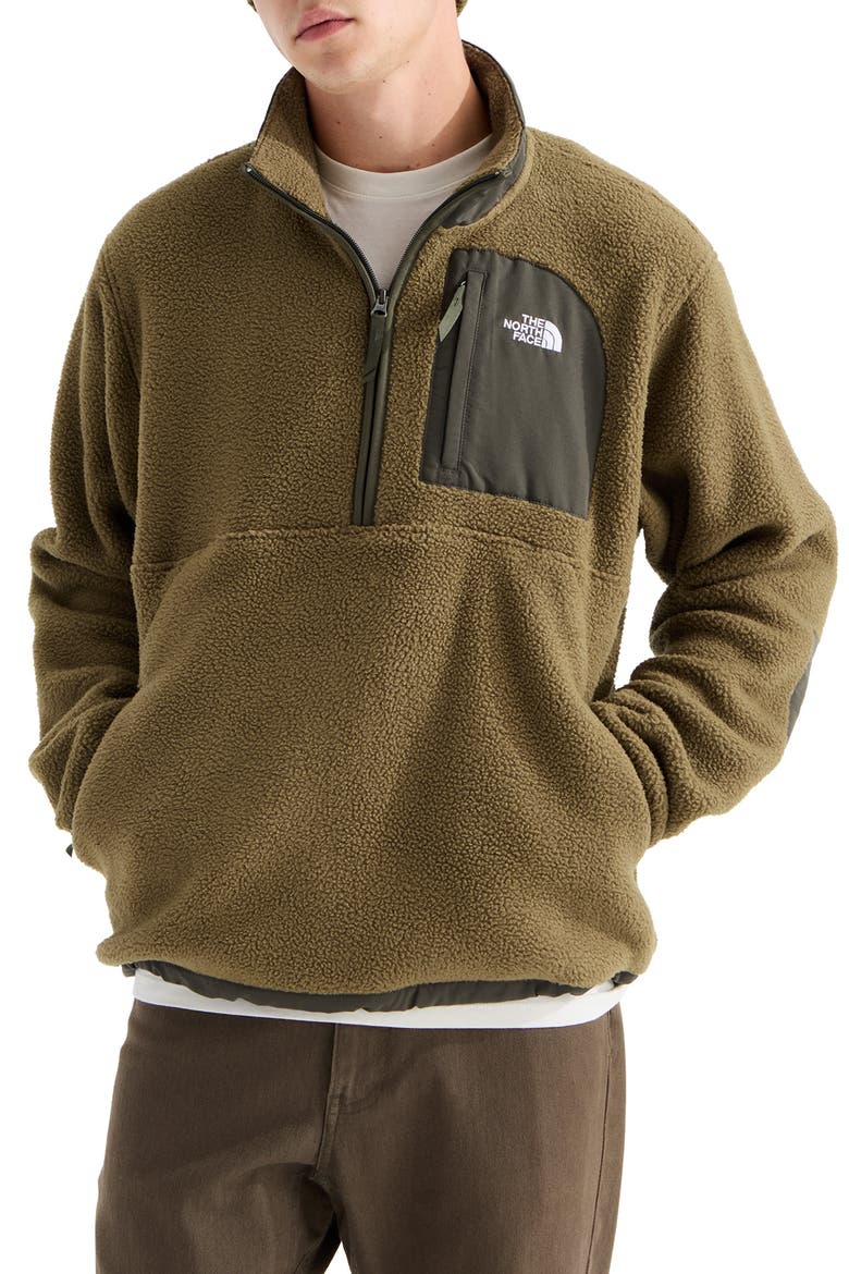 Yumiori Off Peak Recycled Fleece Half Zip Pullover, Main, color, CARAWAY SEED/ NEW TAUPE GREEN