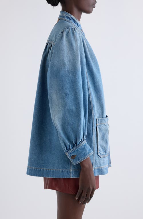 Chloé Relaxed Fit Jacket With Buttoned-cuff Sleeves In Iced Blue