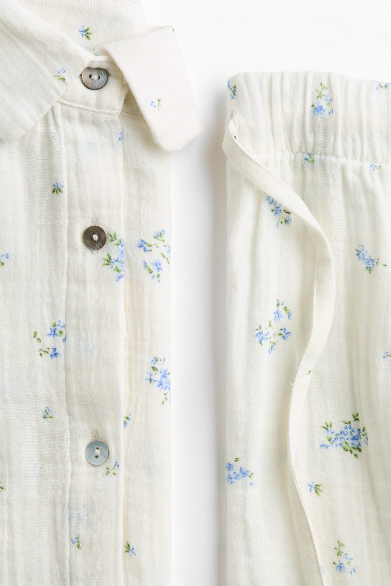 Cotton Muslin Pajamas, Alternate, color, Cream/floral