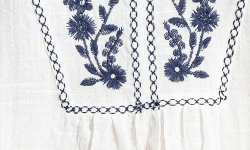 MAX STUDIO MAX STUDIO EMBROIDERED SHORT SLEEVE COTTON BLEND TOP