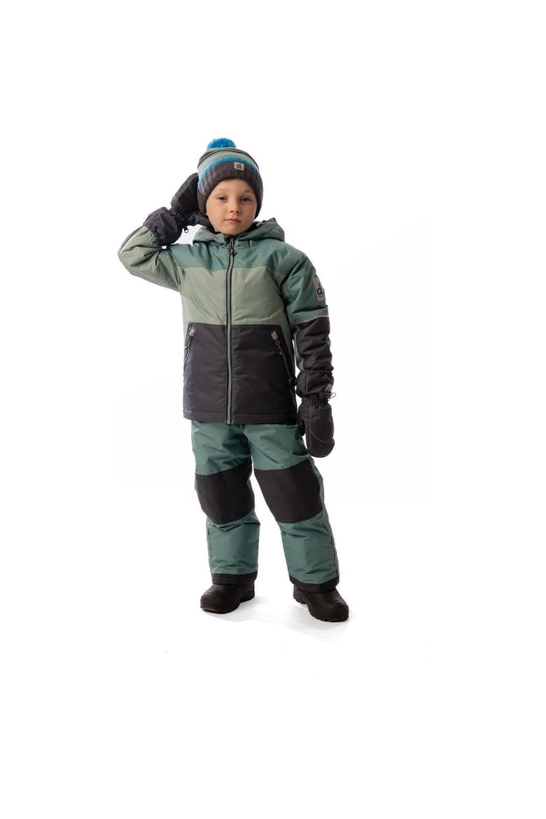 Colorblock Lightweight Jacket & Foot Strap Pants Two Piece Snowsuit, Alternate, color, Sage Green