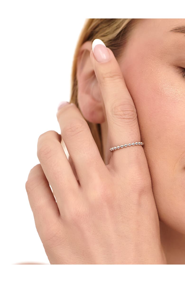 DEVATA Beaded Ball Ring in Rhodium Plated Sterling Silver, 2mm, Alternate, color, Silver