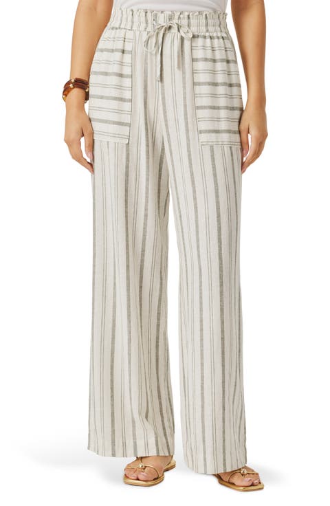Stella Stripe Linen Blend Paperbag Pants