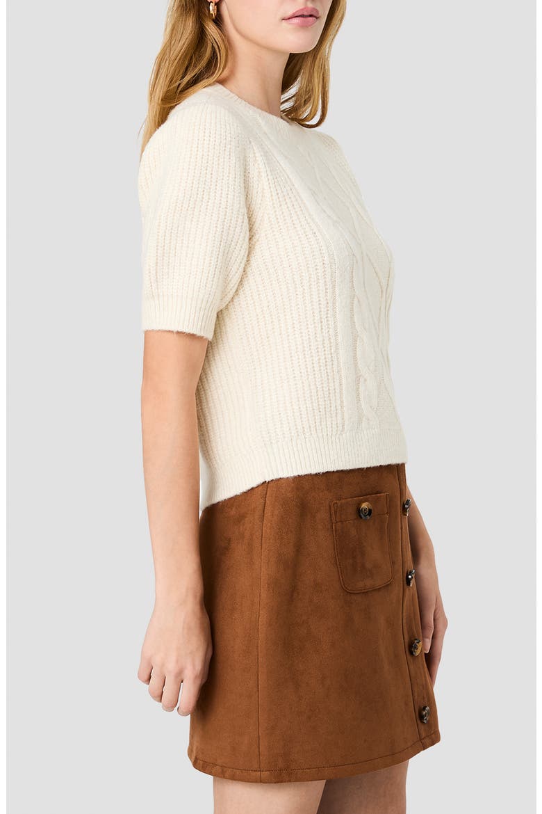 Wesley Puff Sleeve Cable Knit Sweater, Alternate, color, PORCELAIN CREAM