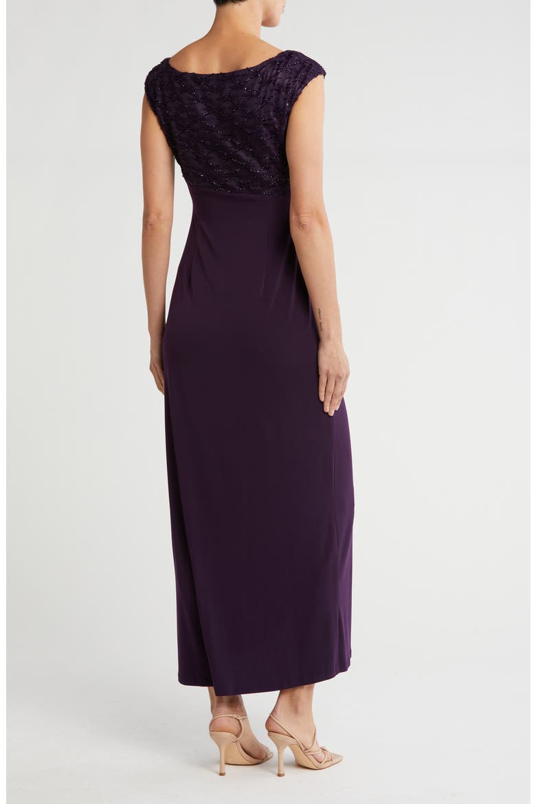 Novelty Bodice Mock Wrap Dress, Alternate, color, AUBERGINE