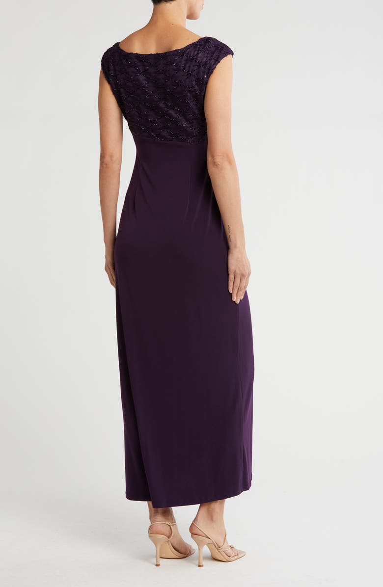 Connected Apparel Novelty Bodice Mock Wrap Dress, Alternate, color, Aubergine