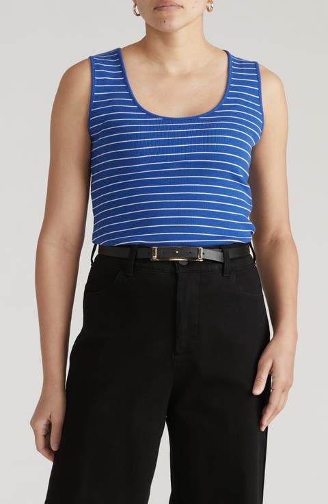Daisy Ribbed Scoop Neck Tank (Plus)