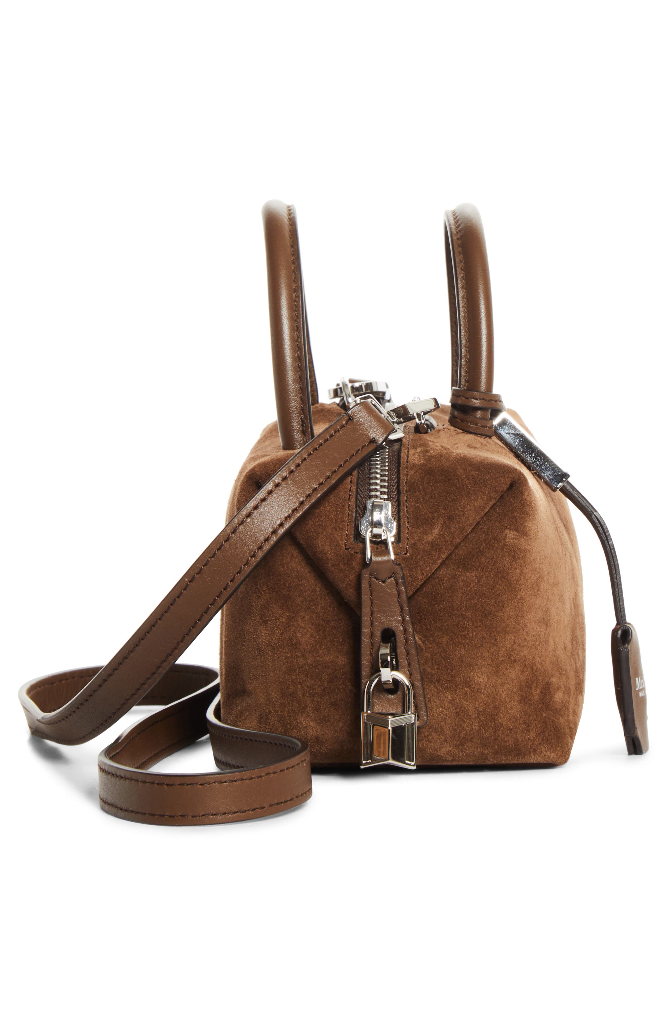 Small Boston Suede Top Handle Bag, Alternate, color, COCOA