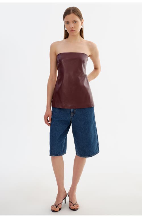 Lamarque Katya | Faux Leather Open Back Strapless Top In Brown