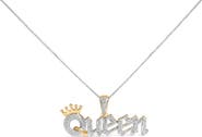 Haus of Brilliance 14K Yellow Gold Plated Sterling Silver 1/10 Cttw Diamond "Queen" Nameplate Pendant Necklace