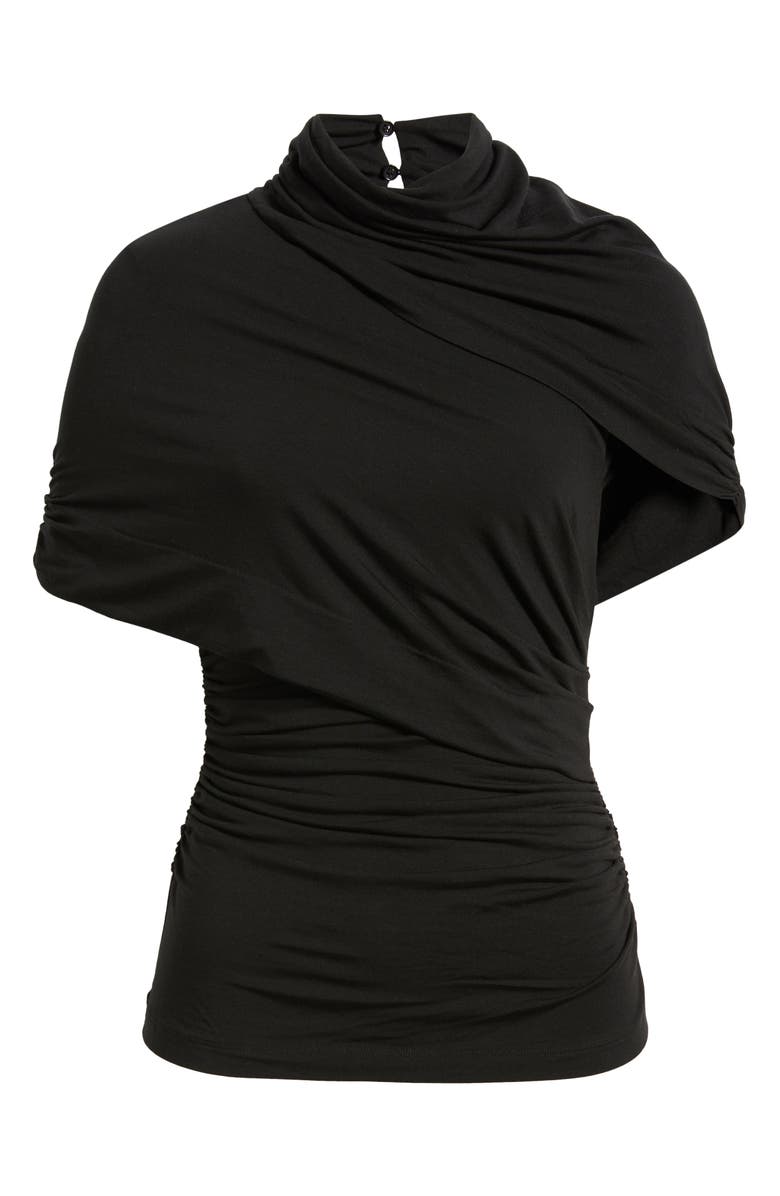 Reiss Zuri Ruched Mock Neck Knit Top, Alternate, color, Black