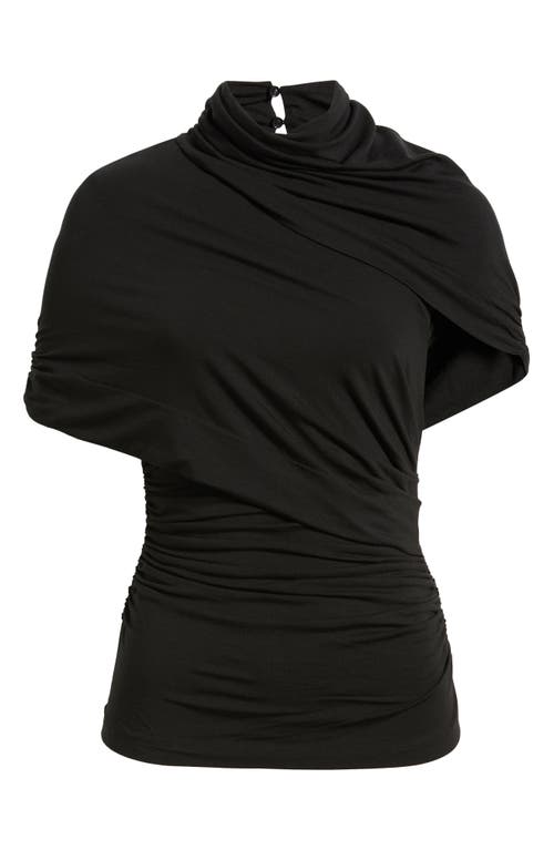 Reiss Zuri Ruched Mock Neck Knit Top In Black