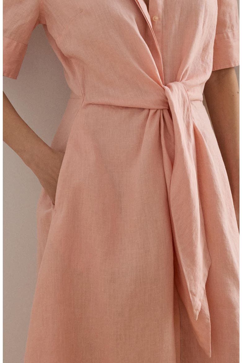 Tie Front Linen Shirtdress, Alternate, color, PINK RHODONITE