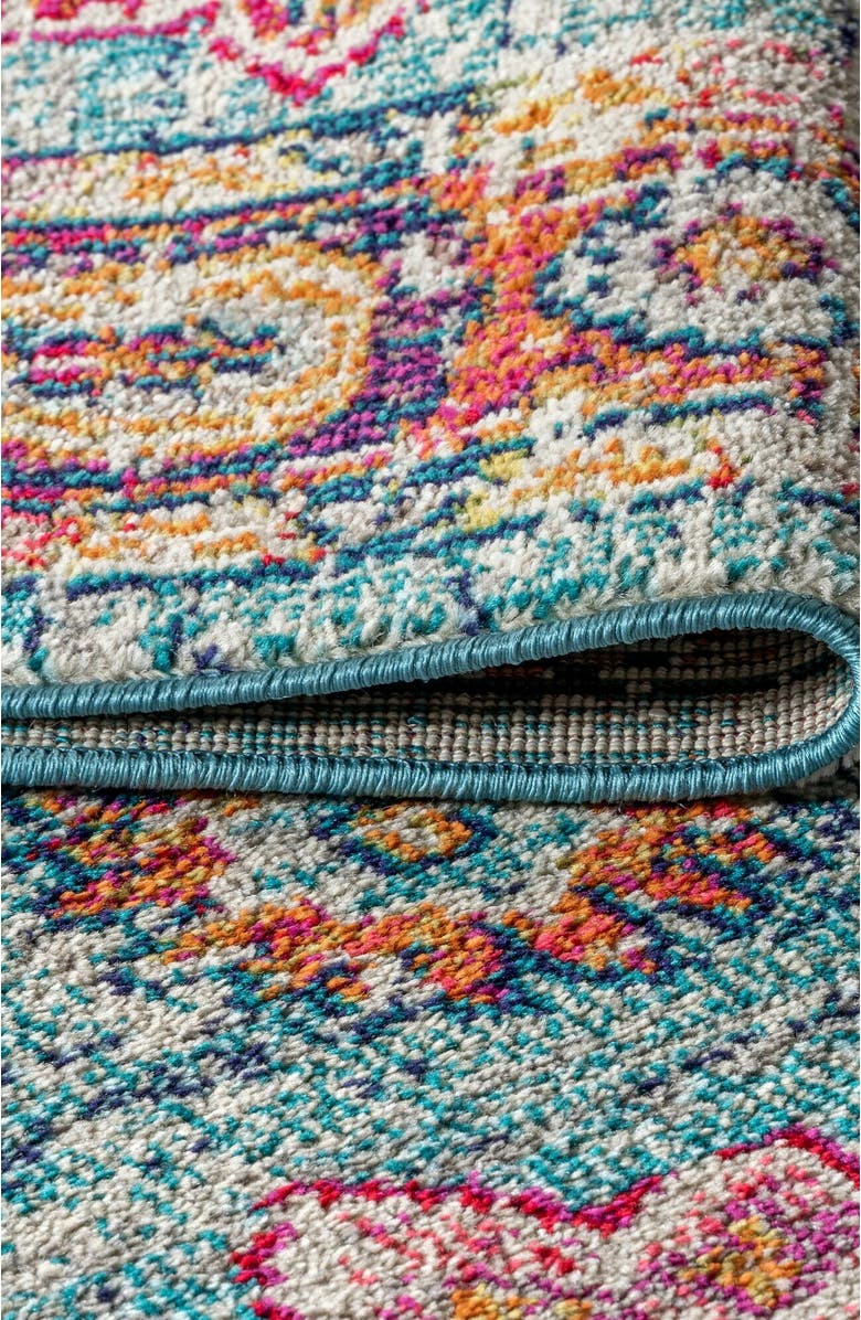 JONATHAN Y Bohemian FLAIR Boho Vintage Medallion Area Rug, Alternate, color, Blue/Red