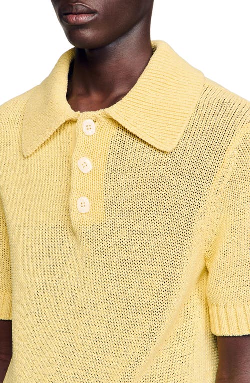 Sandro Knit Polo Shirt In Yellow