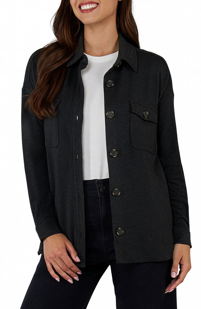 matty m. Pocket Knit Shirt, Main, color, Heather Charcoal