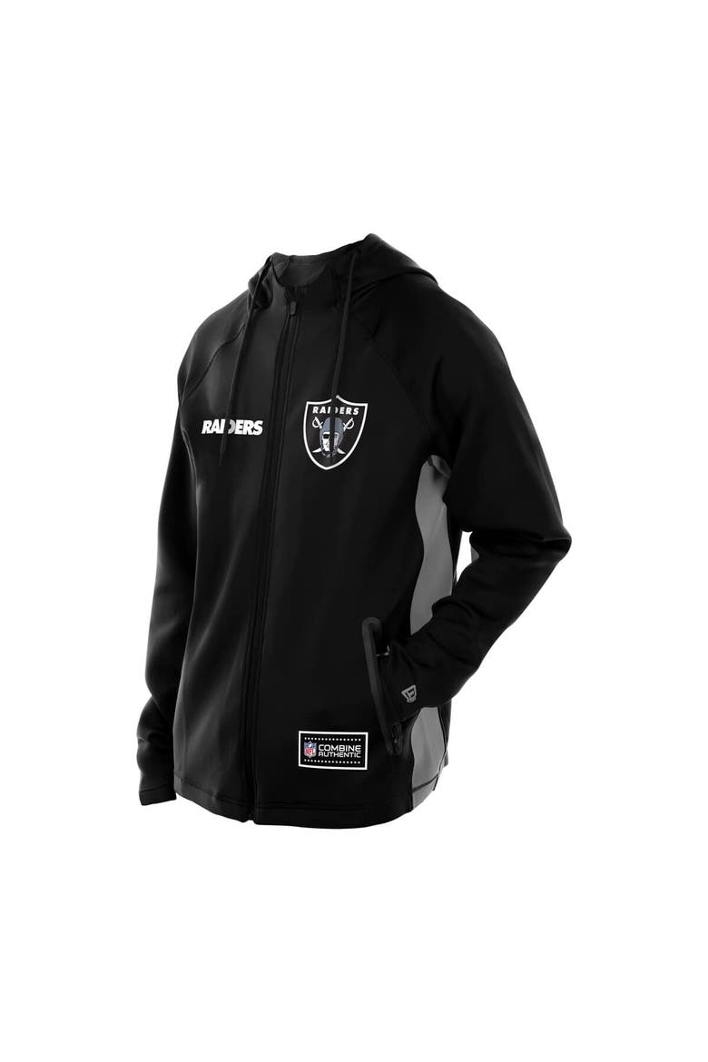 Men's New Era  Black Las Vegas Raiders Combine Authentic Raglan Scuba Full-Zip Hoodie, Alternate, color, Black