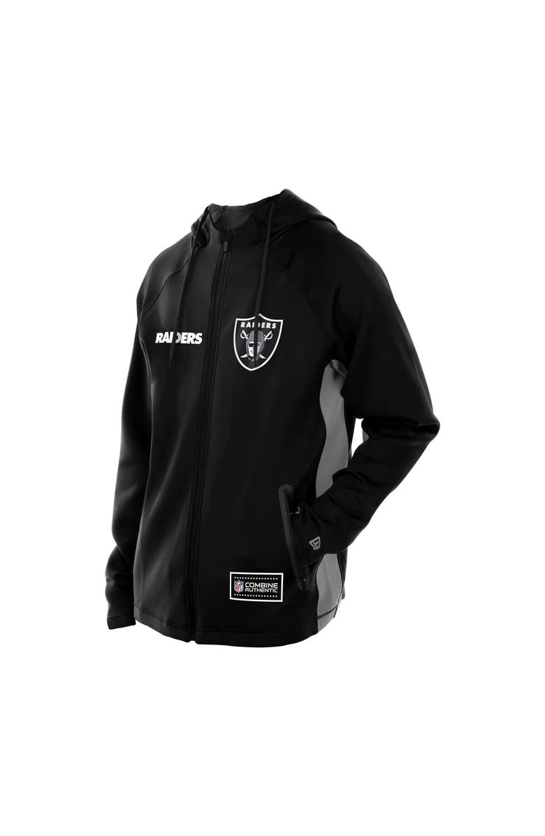 New Era Men's New Era Black Las Vegas Raiders Combine Authentic Raglan Scuba Full-Zip Hoodie, Alternate, color, Black