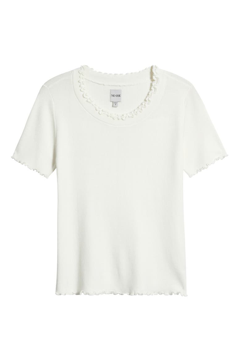 Ruffle Trim Short Sleeve Sweater, Alternate, color, PAPER WHITE