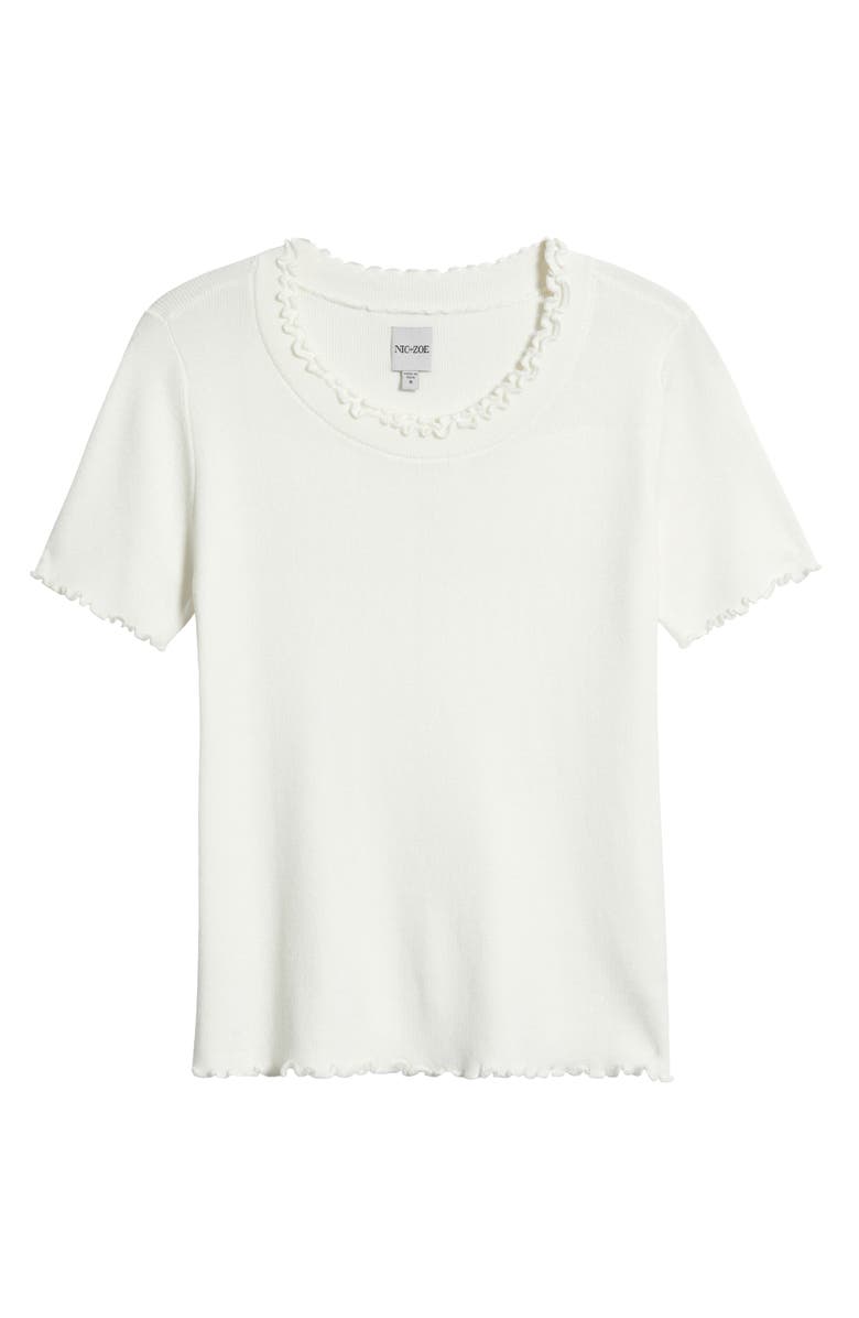 NIC+ZOE Ruffle Trim Short Sleeve Sweater, Main, color, Paper White