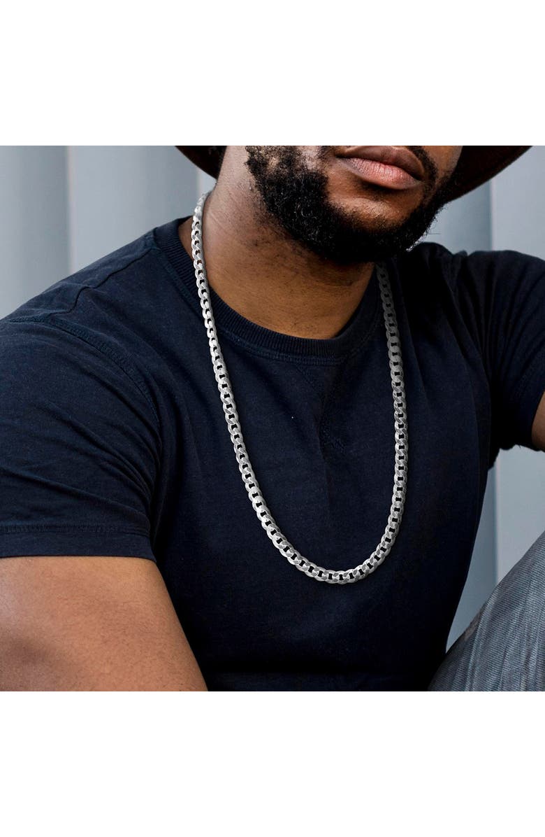 DELMAR Sterling Silver Bevel Curb Chain Necklace, Alternate, color, Silver