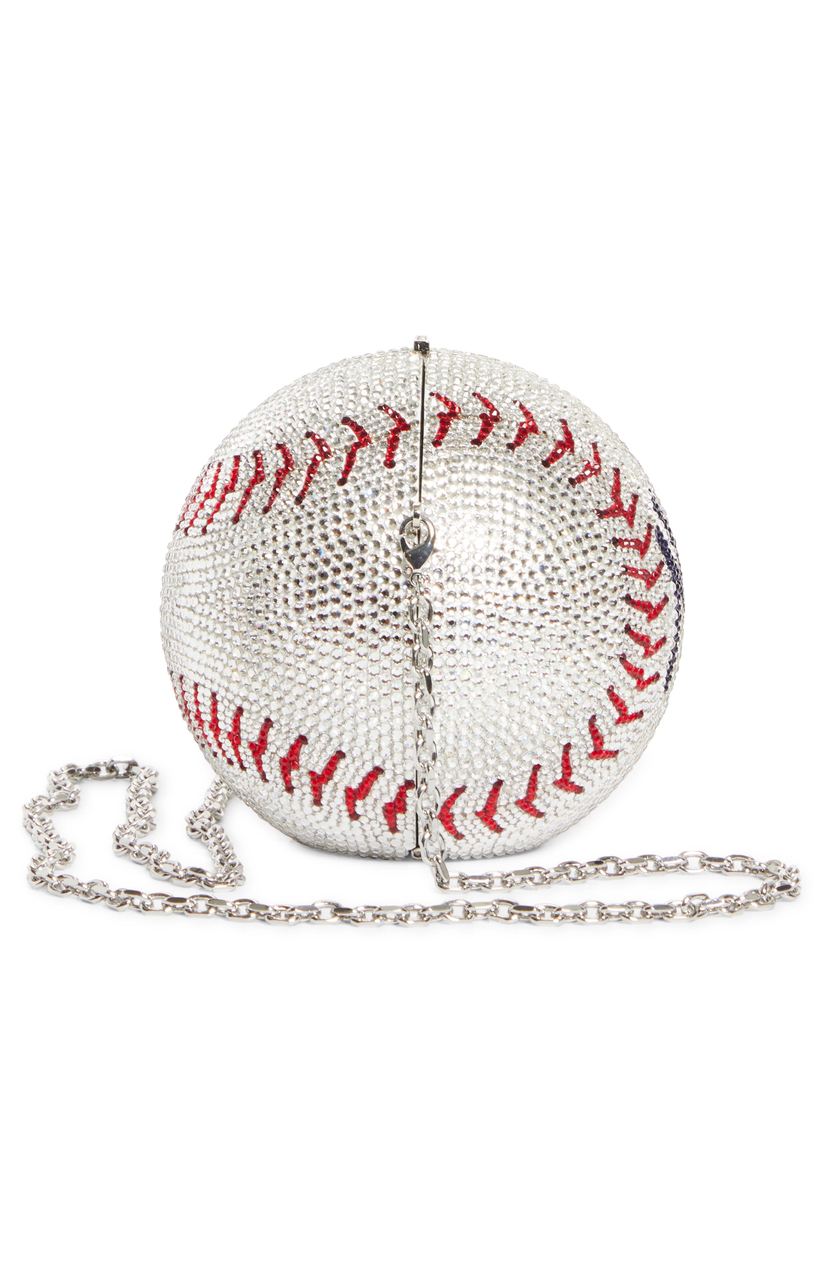 JUDITH LEIBER COUTURE MLB<sup>™</sup> New York Yankees Baseball Clutch, Alternate, color, Silver Rhine