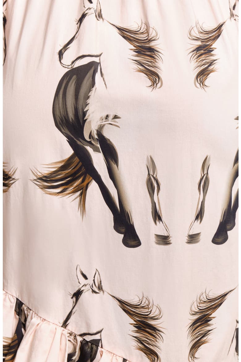 Medellin Horse Print Long Sleeve Stretch Cotton Shirtdress, Alternate, color, BEIGE HORSES