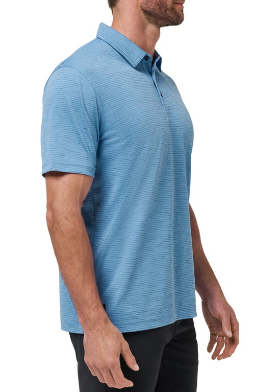 Travismathew Base Jump Stripe Cotton Blend Polo In Blue
