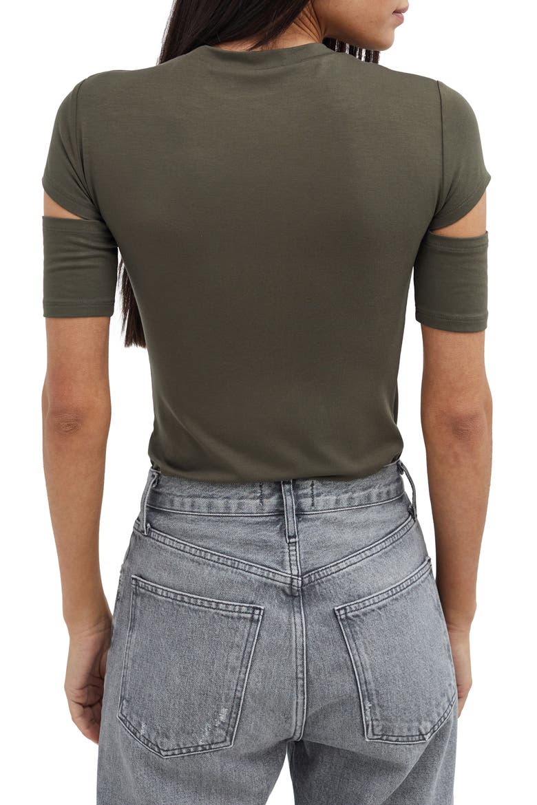 Esme Cutout Sleeve T-Shirt, Alternate, color, OLIVE GREEN