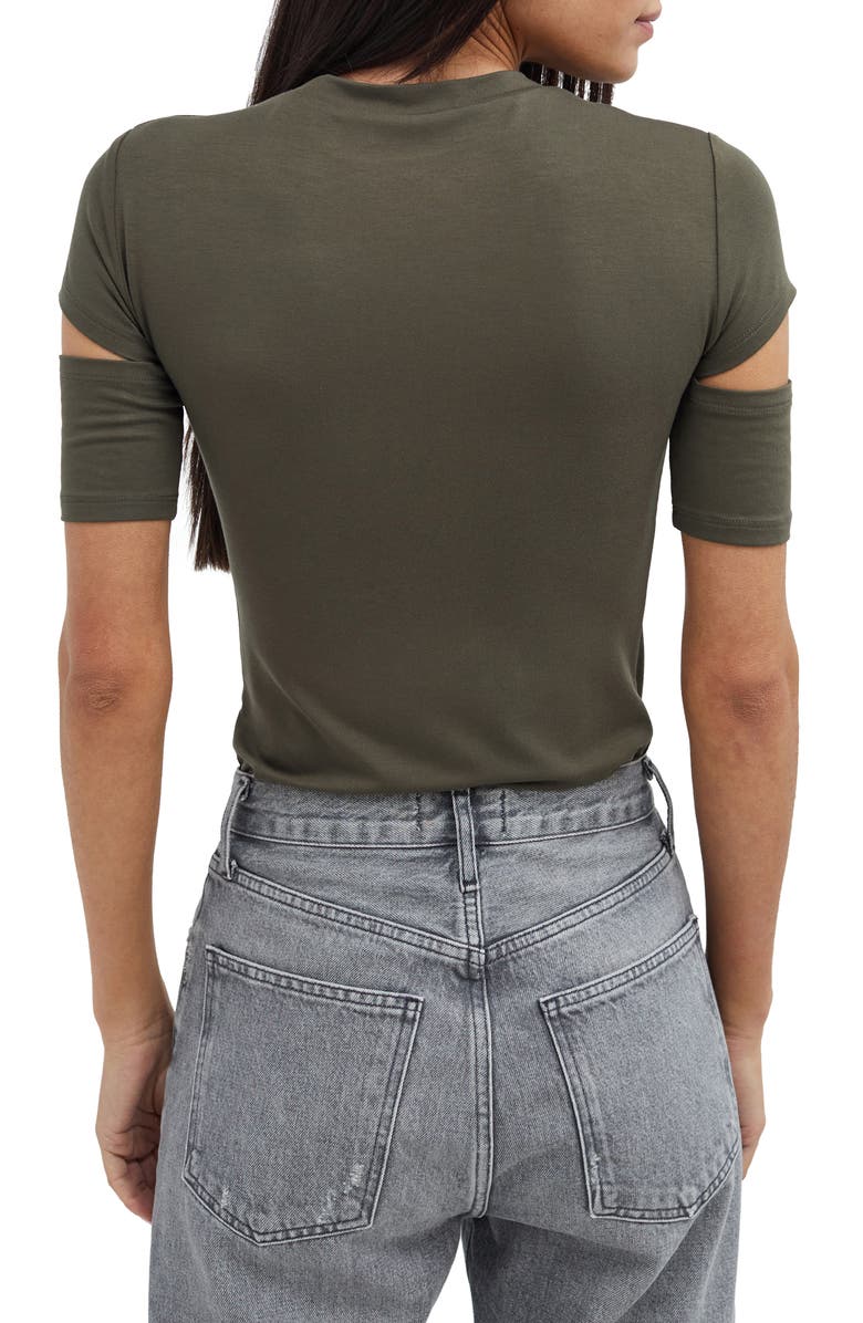 Marcella Esme Cutout Sleeve T-Shirt, Alternate, color, Olive Green