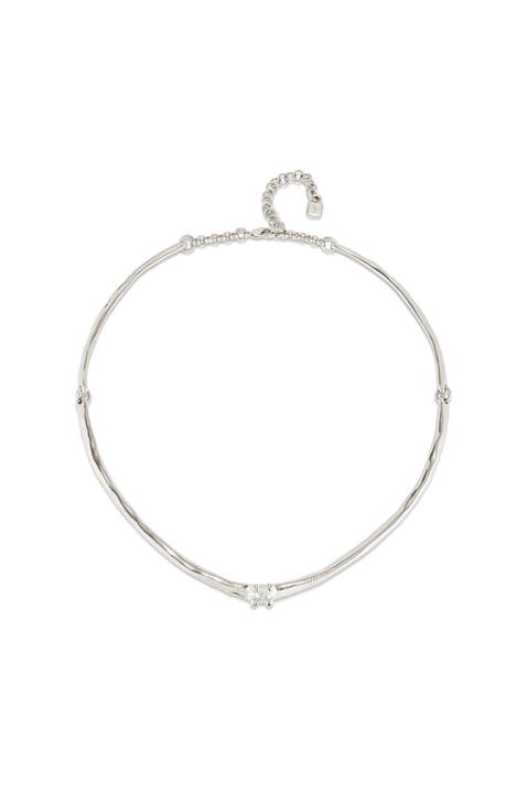Sterling Silver Rigid Necklace with White Zircon