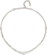 UNODE50 Sterling Silver Rigid Necklace with White Zircon