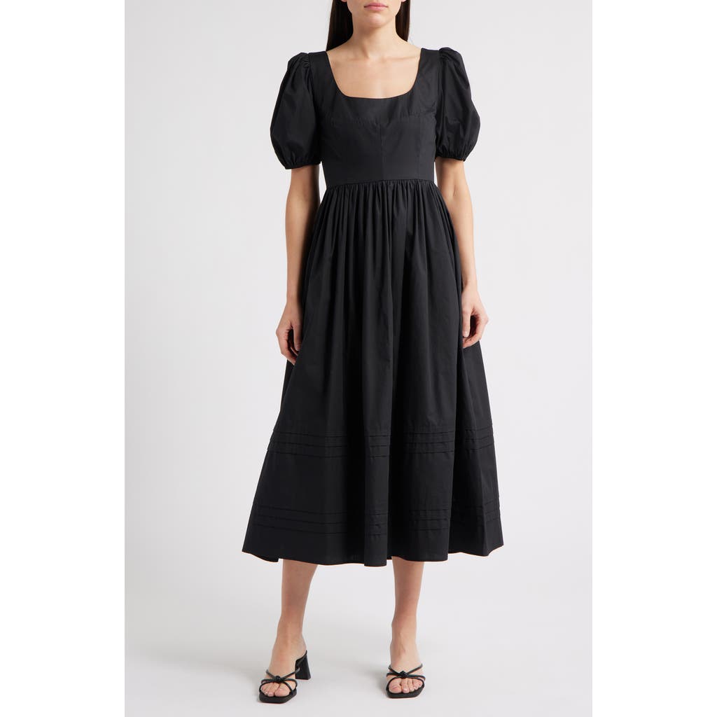 Moon River Exceptional Composure Black Long Sleeve Midi Dress In Black