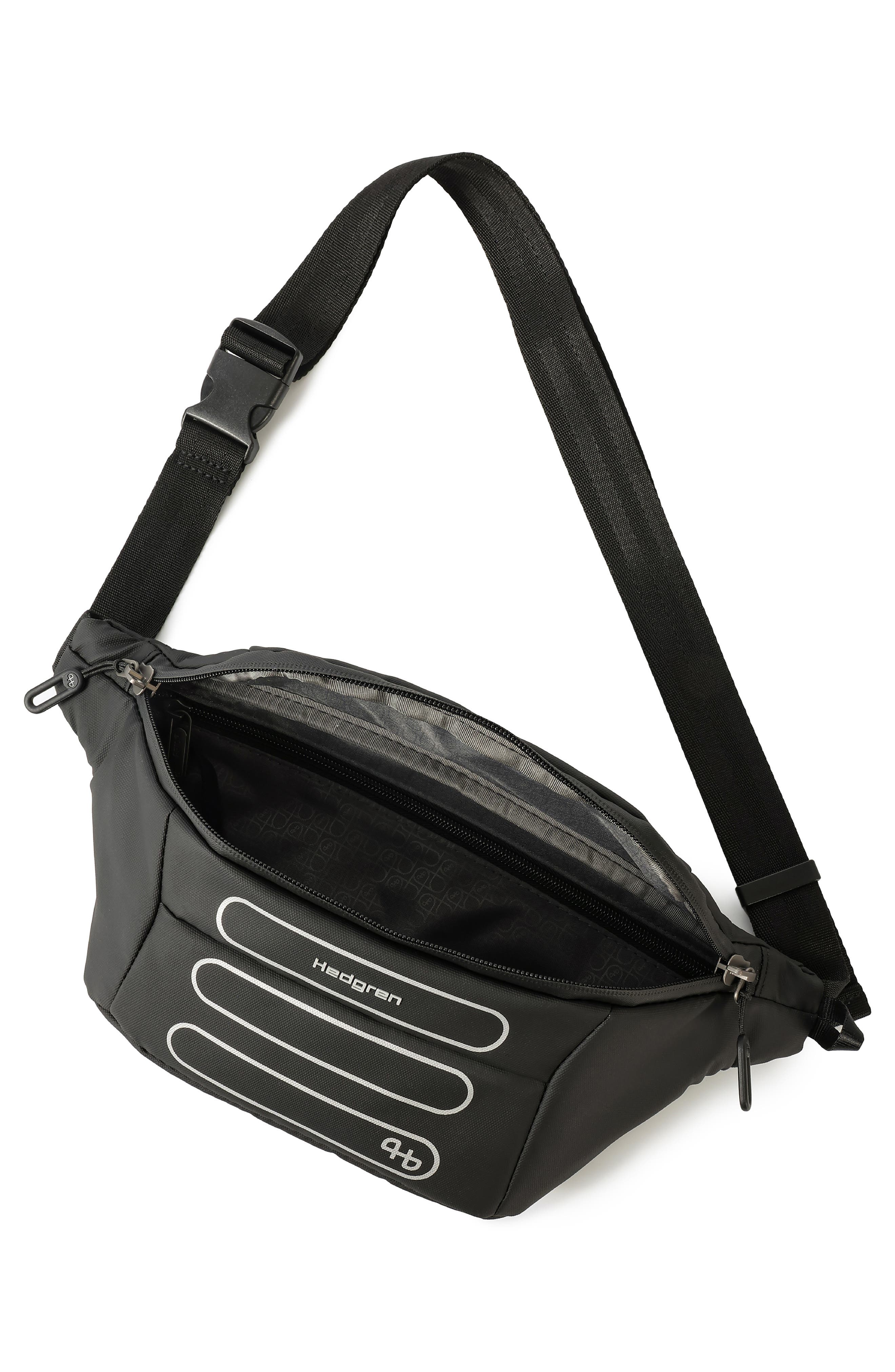Hedgren Visit RFID Recycled Polyester Belt Bag, Alternate, color, Coated Black