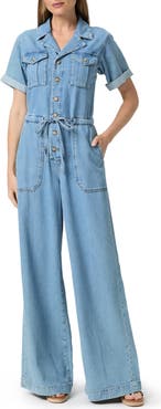 PAIGE Rumi Short Sleeve Denim Jumpsuit