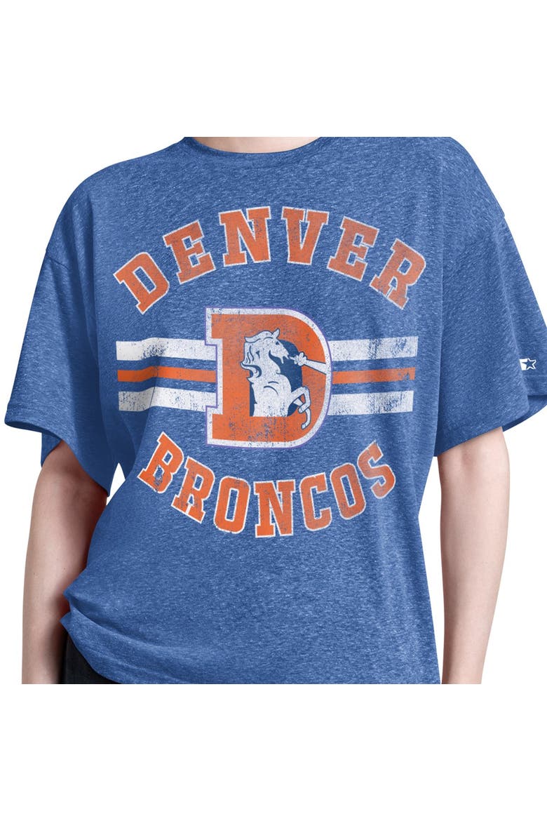 Women's Starter  Royal Denver Broncos Vintage Jump Shot Boyfriend Tri-Blend T-Shirt, Alternate, color, Royal