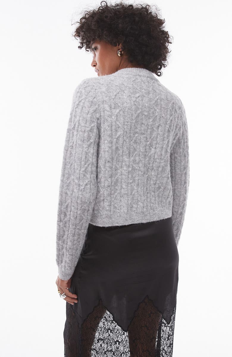 Topshop Cable Stitch Cardigan, Alternate, color,