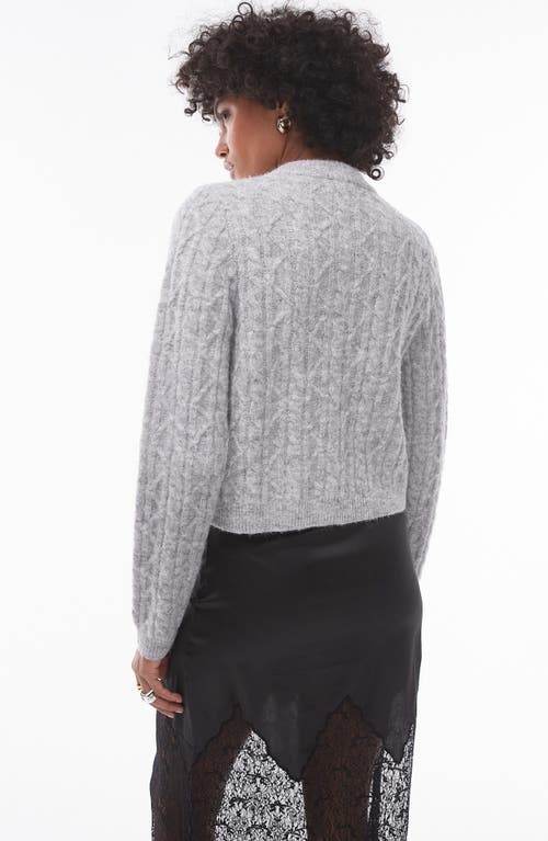 Topshop Cable Stitch Cardigan In Grey