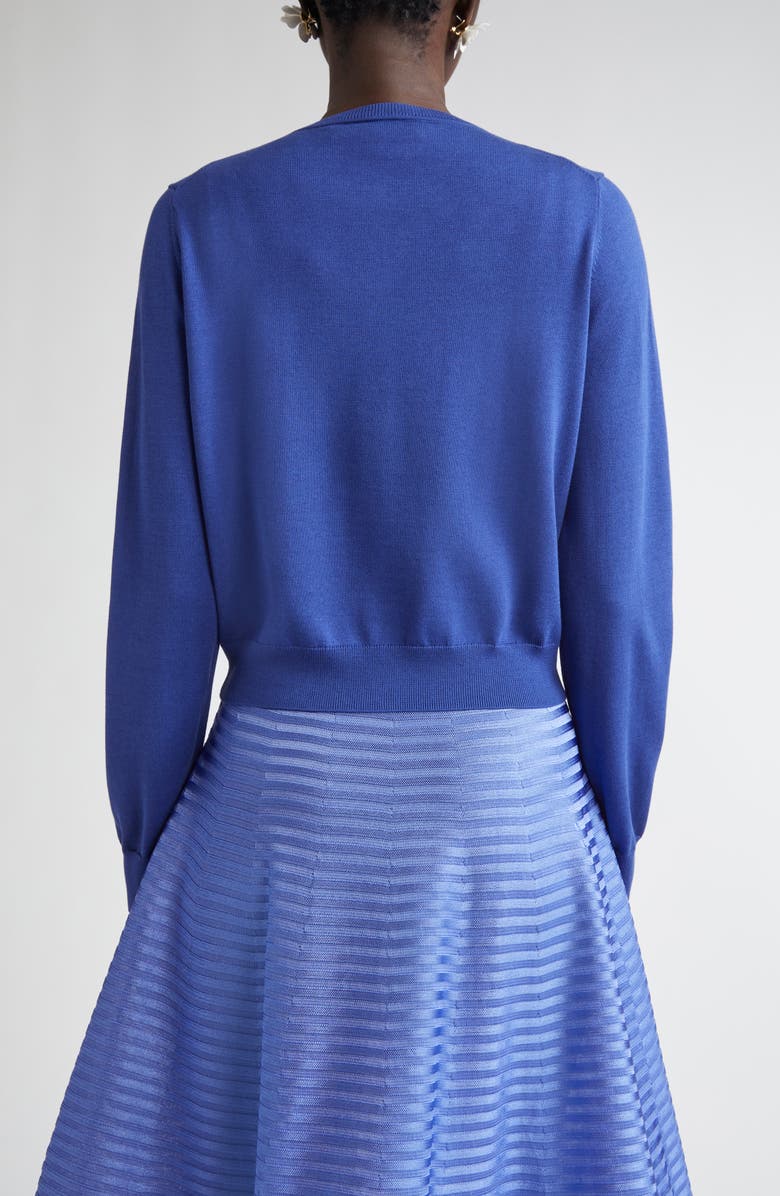 Carolina Herrera Floral Embroidered Silk & Cotton Cardigan, Alternate, color, Nautilus Multi