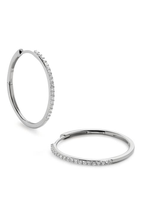 Medium Pavé Lab Grown Diamond Hoop Earrings