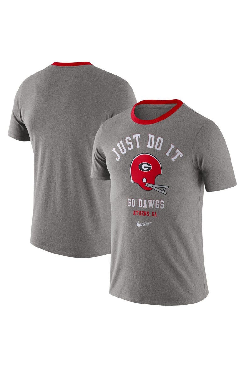 Men's Nike Heathered Gray Georgia Bulldogs Vault Helmet Tri-Blend T-Shirt, Main, color, Heather Gray