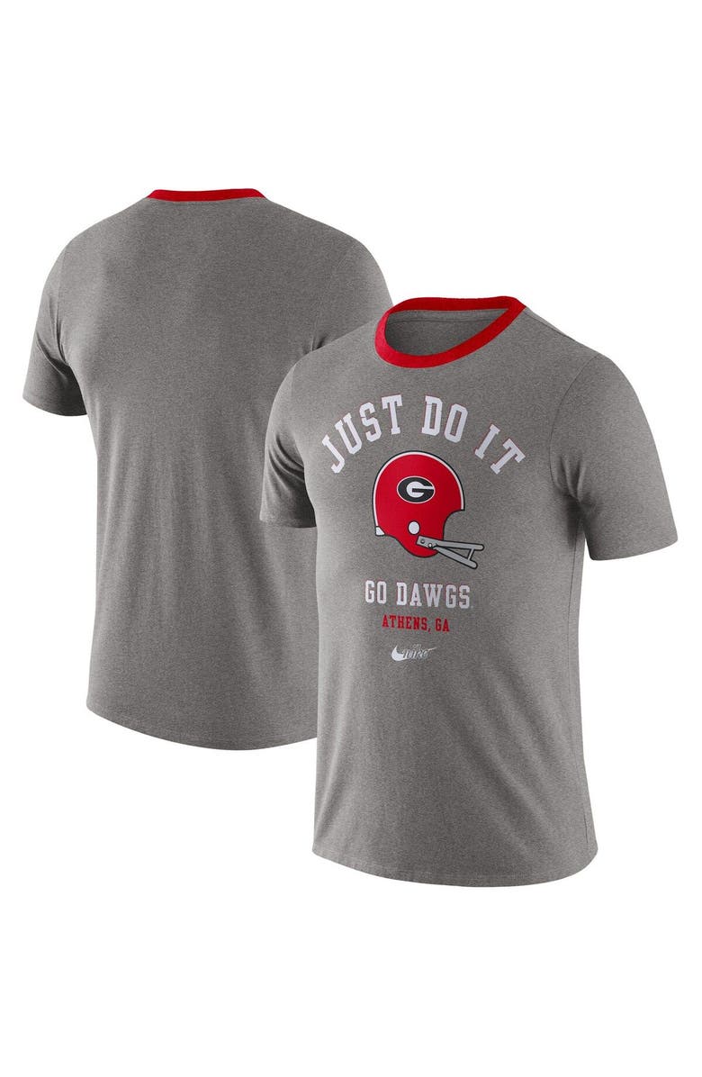 Nike Men's Nike Heathered Gray Georgia Bulldogs Vault Helmet Tri-Blend T-Shirt, Main, color, 
